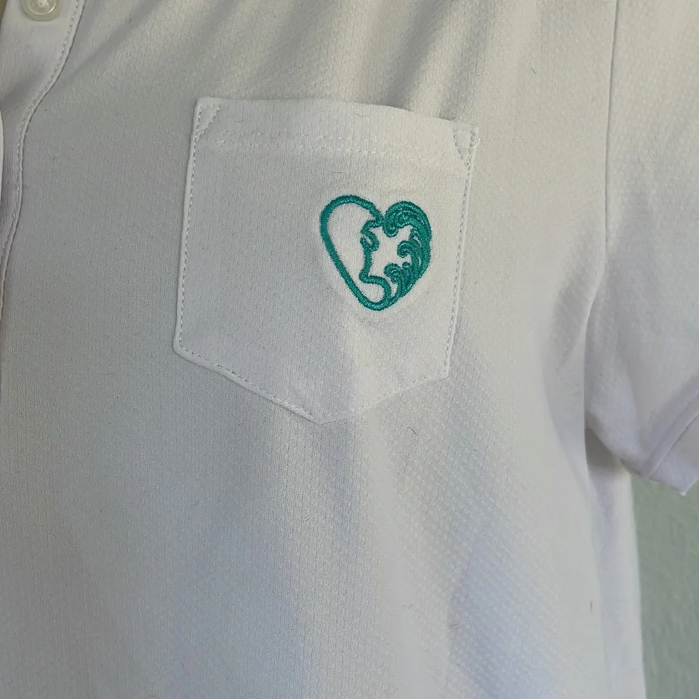 Chubby Mermaids white athletic cropped tennis polo top size XL